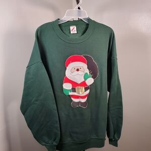 Jerzees Green Santa Crewneck Sweater